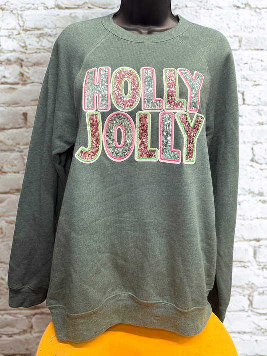 Holly Jolly Sequin Patch Sweatshirt