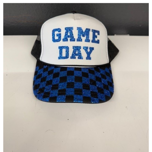 Glitter Checkered Bill Game Day Hat