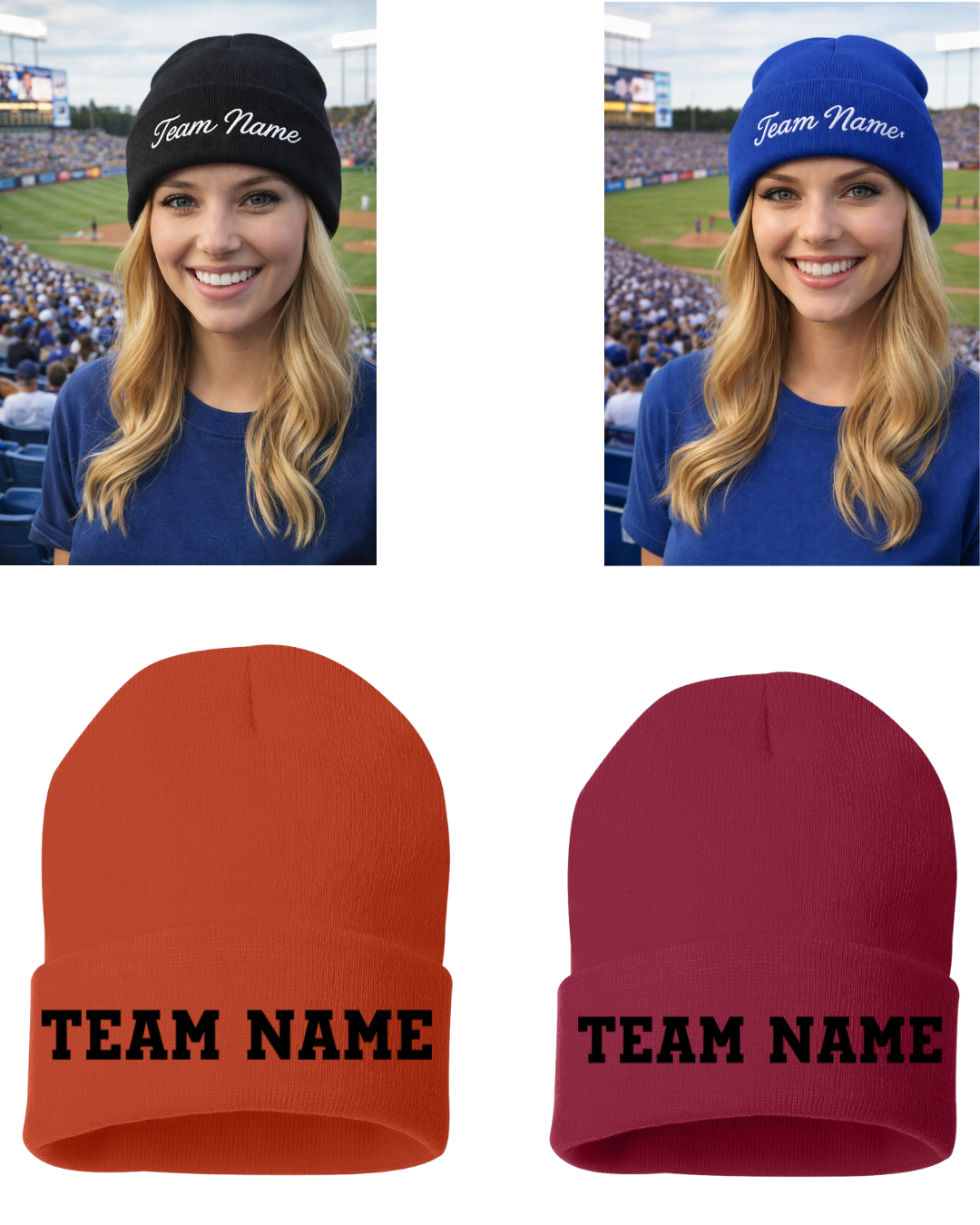 Custom Team Name Embroidered Beanie